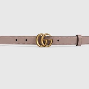 Leather belt with Double G buckle